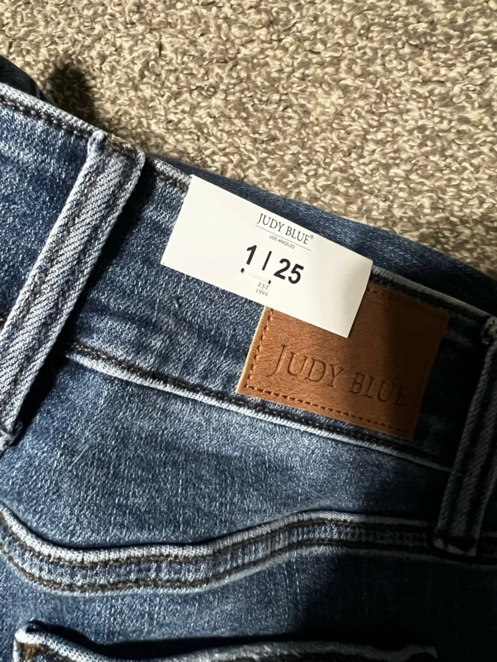 Judy Blue High-Rise Dark Blue Women's Jeans with Raw Hem - Picture 3 of 5